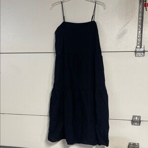 Abercrombie & Fitch Navy Blue Tiered Midi Slip Dress